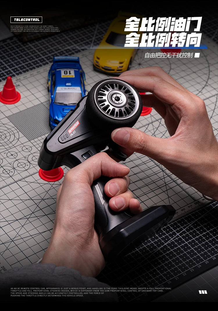 1:43 Mini High Speed Drift 4WD LED Semi proportional Racing Car For Mazda RX7 Subaru Children Remote Control Car Model Toy