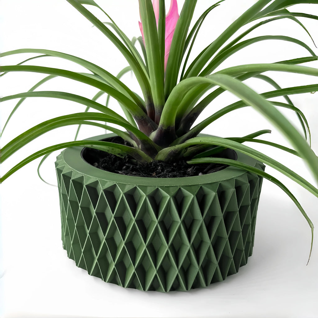 3D Printed Flower Pot Line Texture Rhombus Square Decorative Home Decor Biodegradable maceta