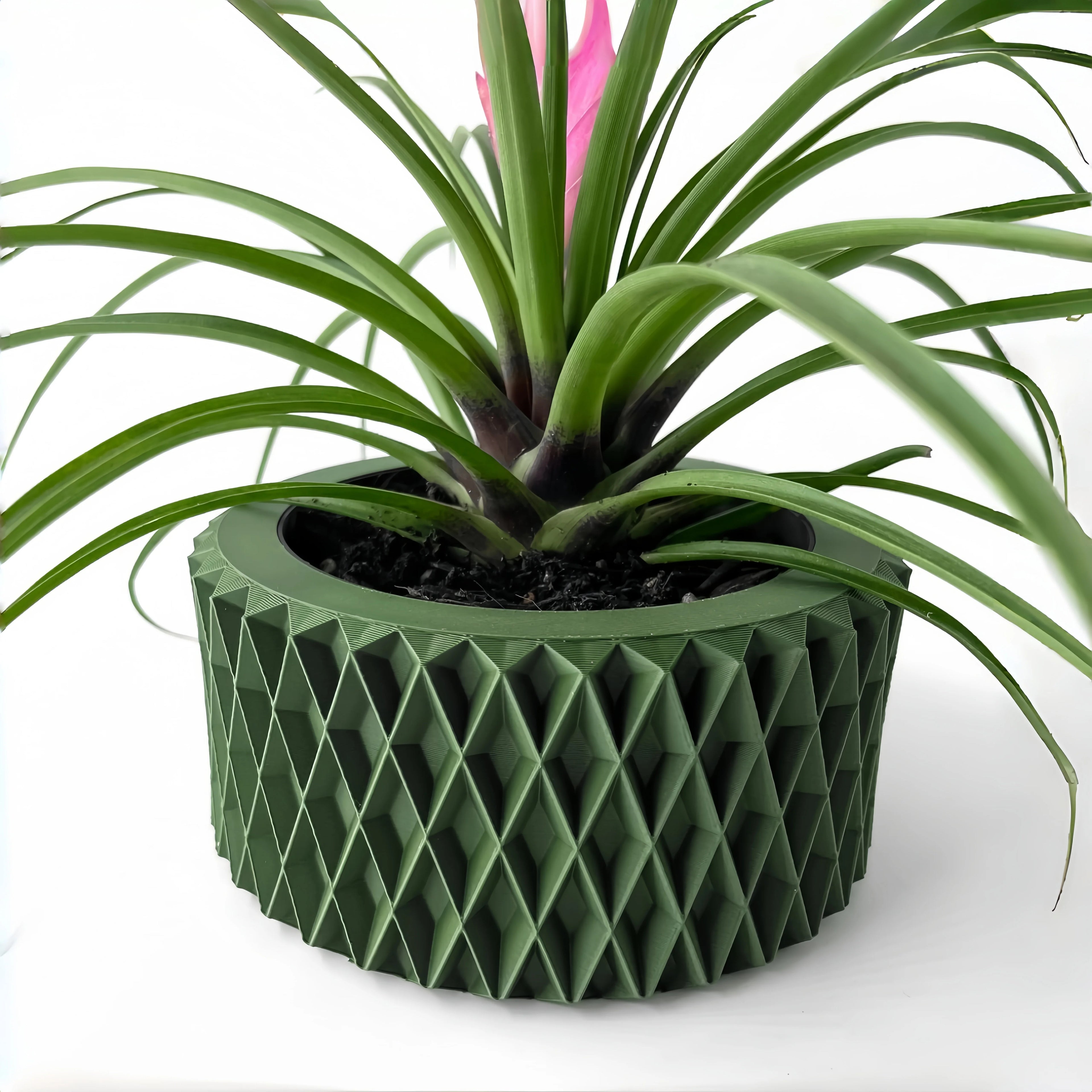 3D Printed Flower Pot Line Texture Rhombus Square Decorative Home Decor Biodegradable maceta