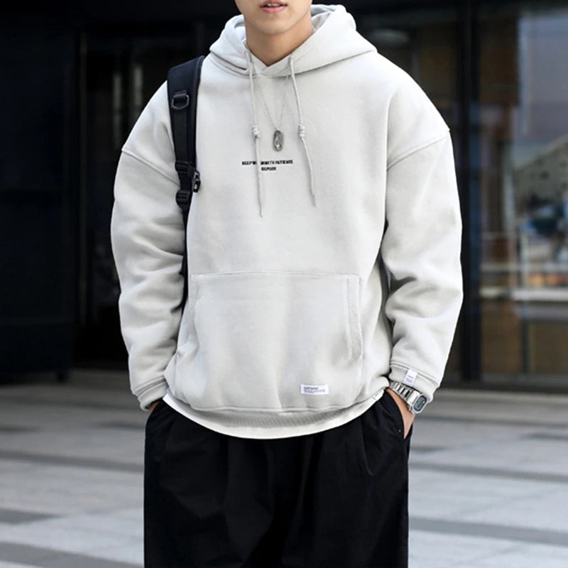 Japanese Streetwear High Quality Hip Hop Thin Fleece Hoodie Men Clothing Harajuku Casual Sweatshirt Korean Couple Pullover Male
