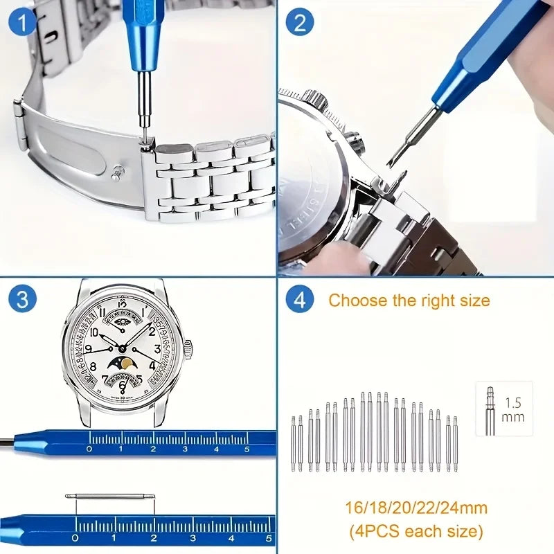 212pcs Watch Opener Repair Tool Kit Clock Pry Knife Screwdriver Pin Hammer Set Watchmaker Band Link Clockmaker Accessory