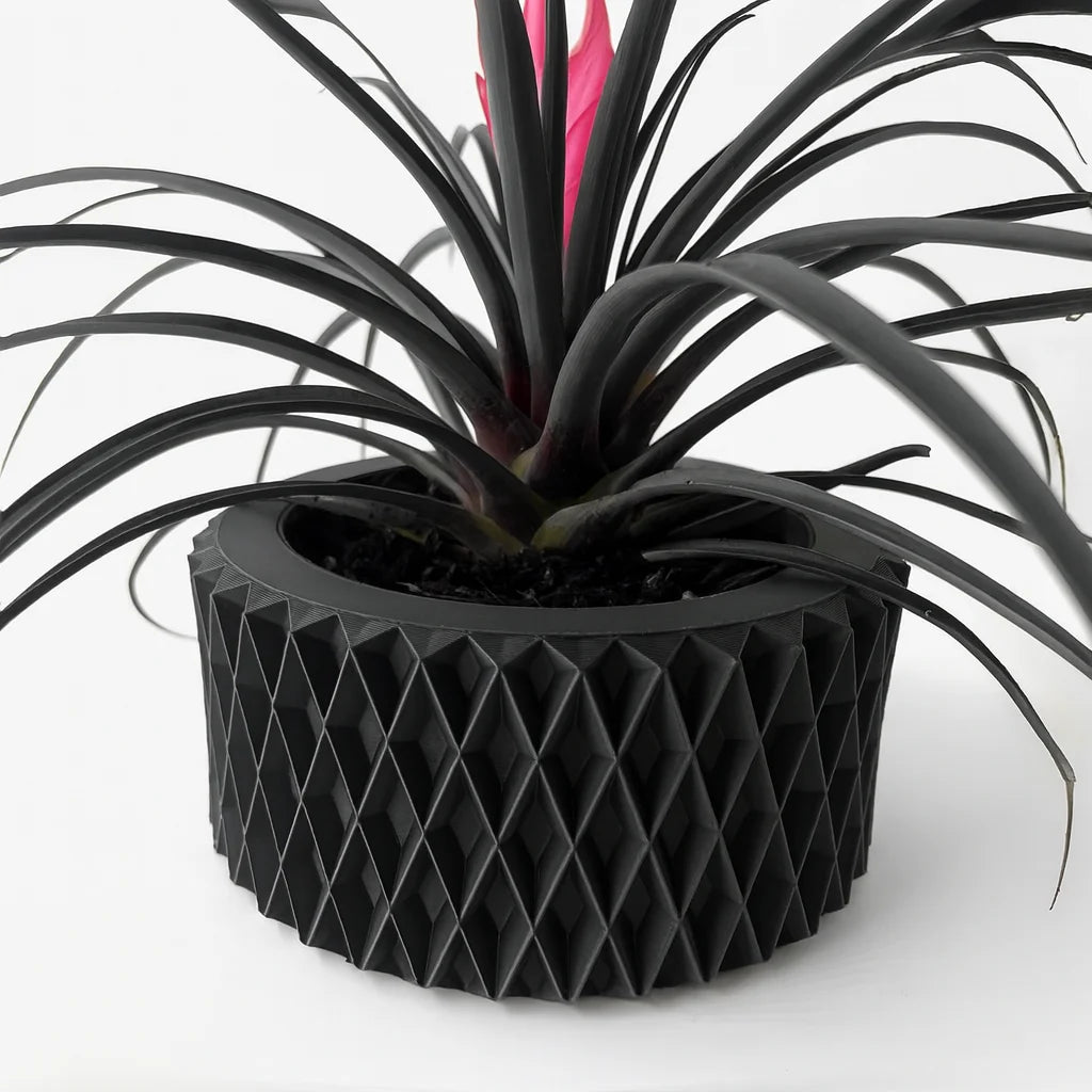3D Printed Flower Pot Line Texture Rhombus Square Decorative Home Decor Biodegradable maceta