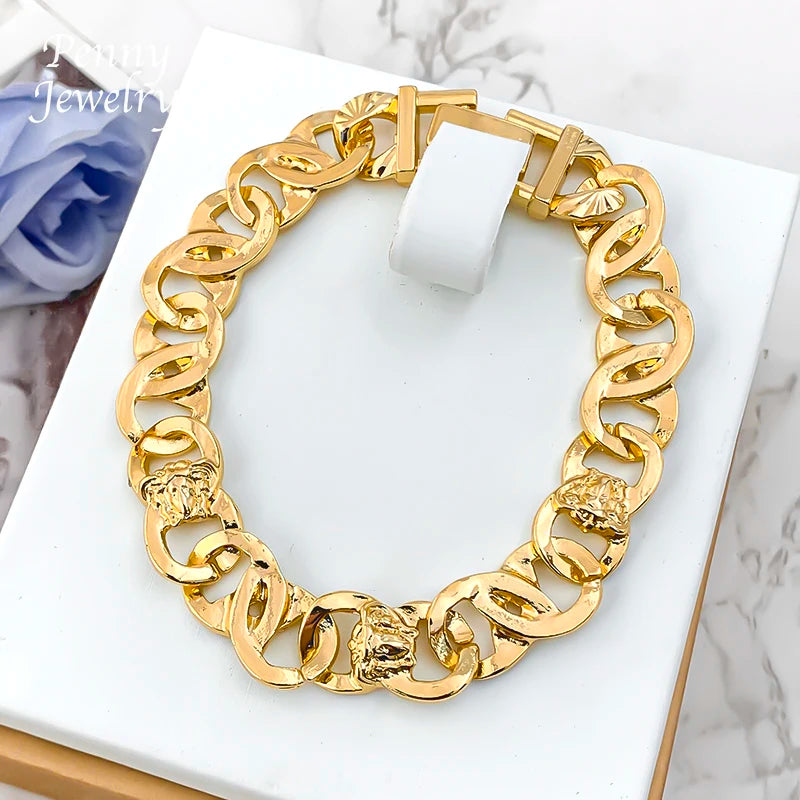 61cm Man Long Trendy Necklace Hip Hop Dubai 18K Gold Plated 925 sterling silver Jewelry Set Bracelet Man Fashion Jewellery Best Father's Day Gifts