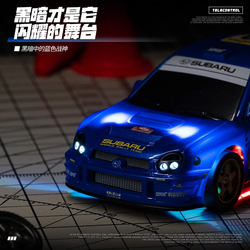 1:43 Mini High Speed Drift 4WD LED Semi proportional Racing Car For Mazda RX7 Subaru Children Remote Control Car Model Toy