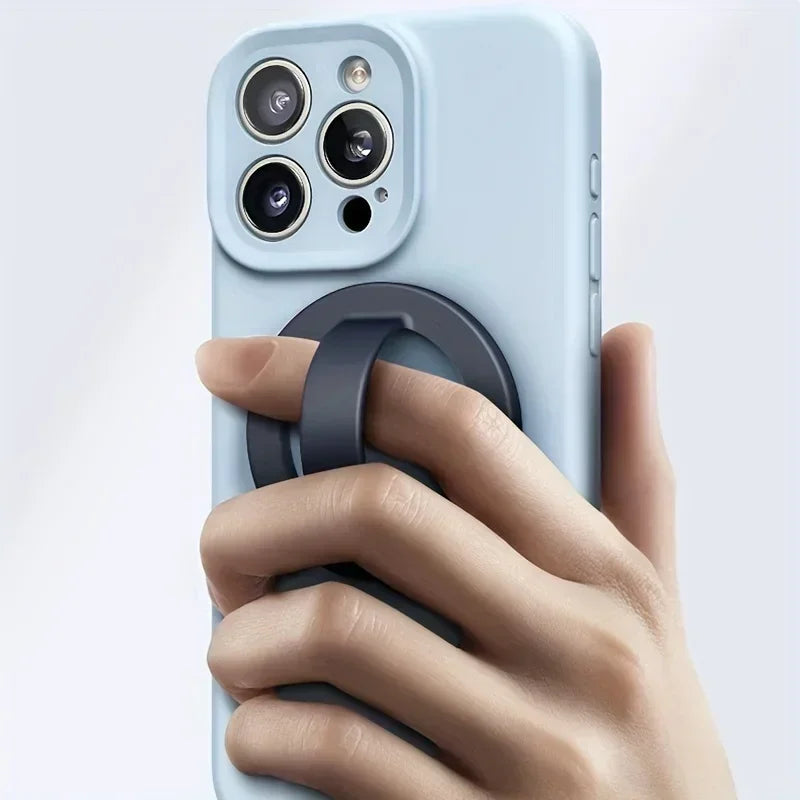 Strong Magnetic Liquid Silicone Comfortable Circular Grip Phone Holder For MagSafe Ring Shape Phone Accessories For iPhone 16