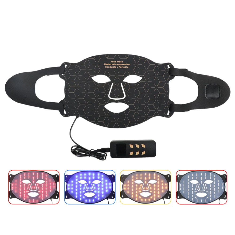4 Colors Silicone LED Face Mask LED Red Light Photon Infrared Therapy Flexible Facial Mask Repair Skin Brighten Skin Tone