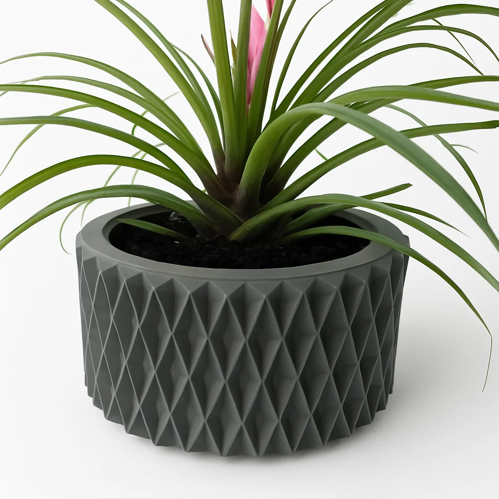 3D Printed Flower Pot Line Texture Rhombus Square Decorative Home Decor Biodegradable maceta