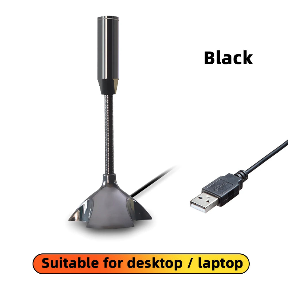 for Desktop PC USB Laptop Microphone Voice Mic High Sensitivity Mini Studio Speech Mic Stand With Holder Gaming Conference