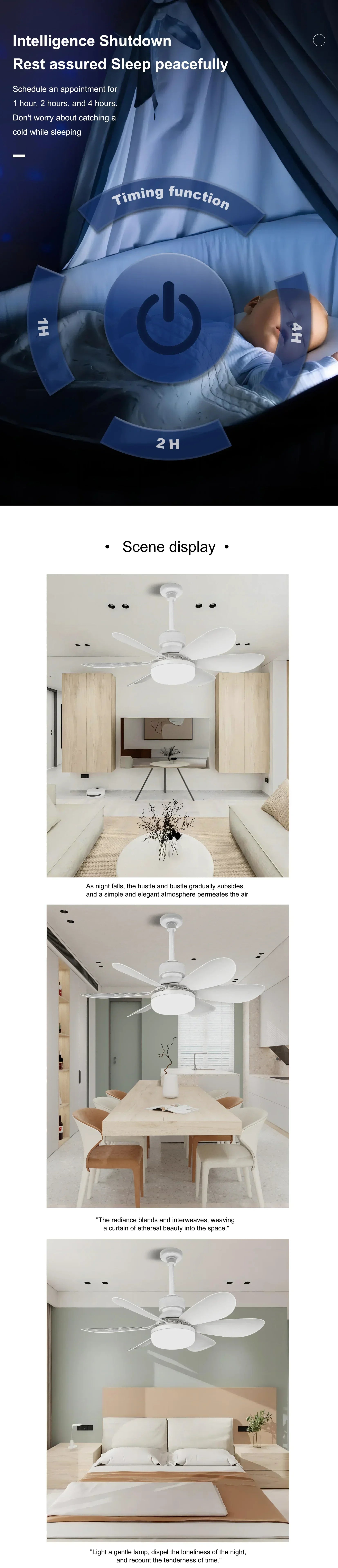 Ceiling Fan Lighting Dimmable Light Color Temperature Modern Ceiling Mount Remote Control Smart E27 Led Ceiling Fan Light