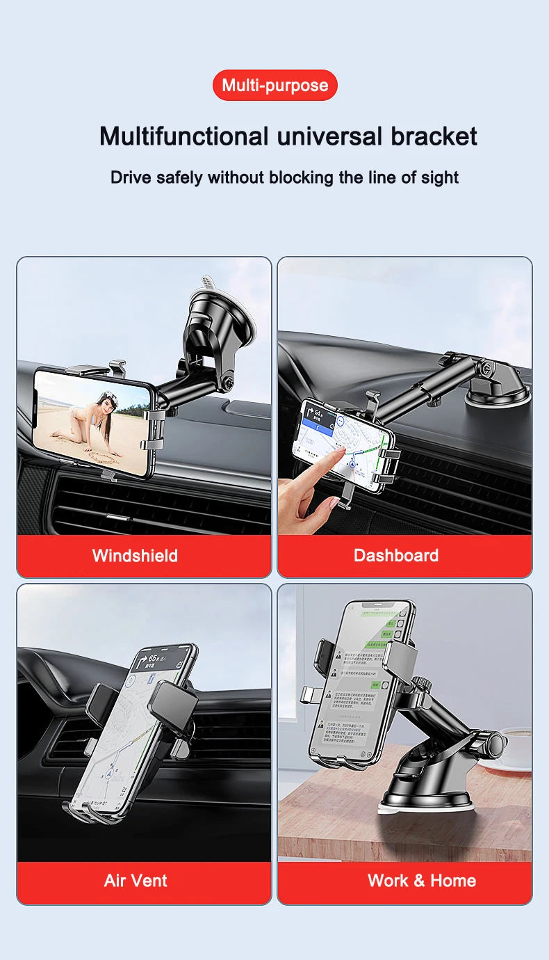 Sucker Car Phone Holder Car Air Vent Clip Mount Stand GPS Telefon Mobile Cell Support for iPhone 14 Promax Xiaomi Huawei Samsung