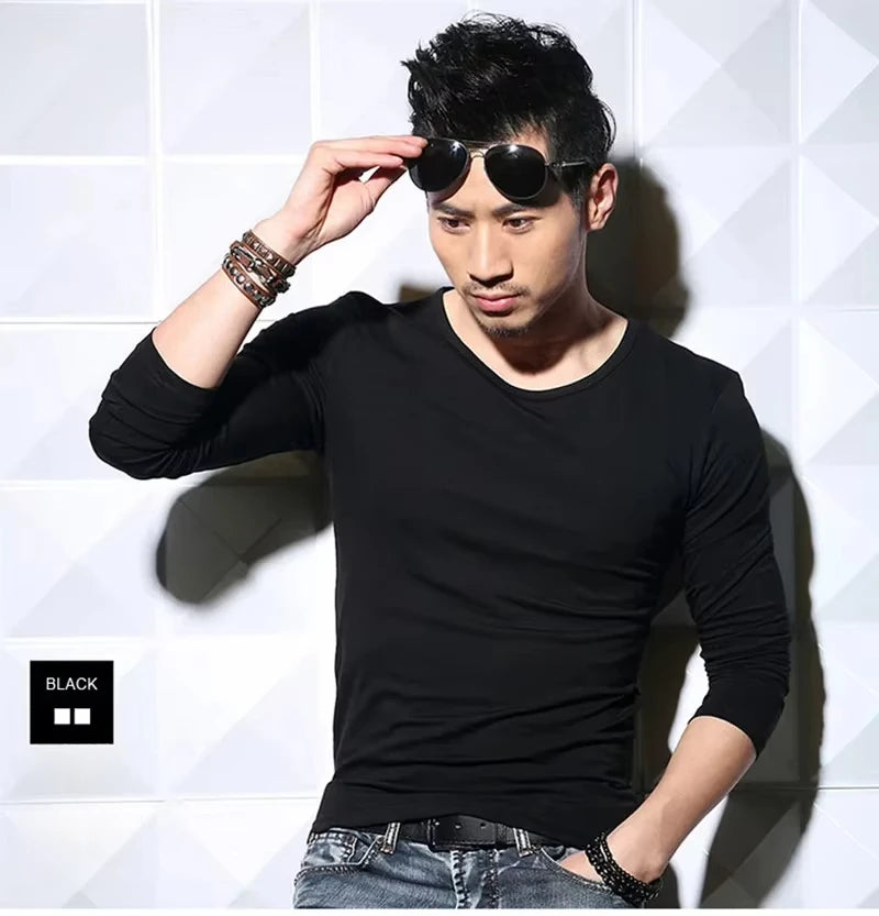2026 MRMT Men's Long Sleeved T-shirt Round Collar Man T shirt Slim Shirt Solid Color Men T-shirt Tops Tees