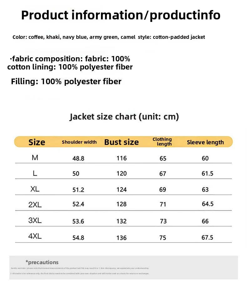 New Fashion Men Cotton Casual Tooling Jackets Bomber Jackets Male Winter Fleece Warm Parkas Quality Man Slim Cargo Coats Size 4X