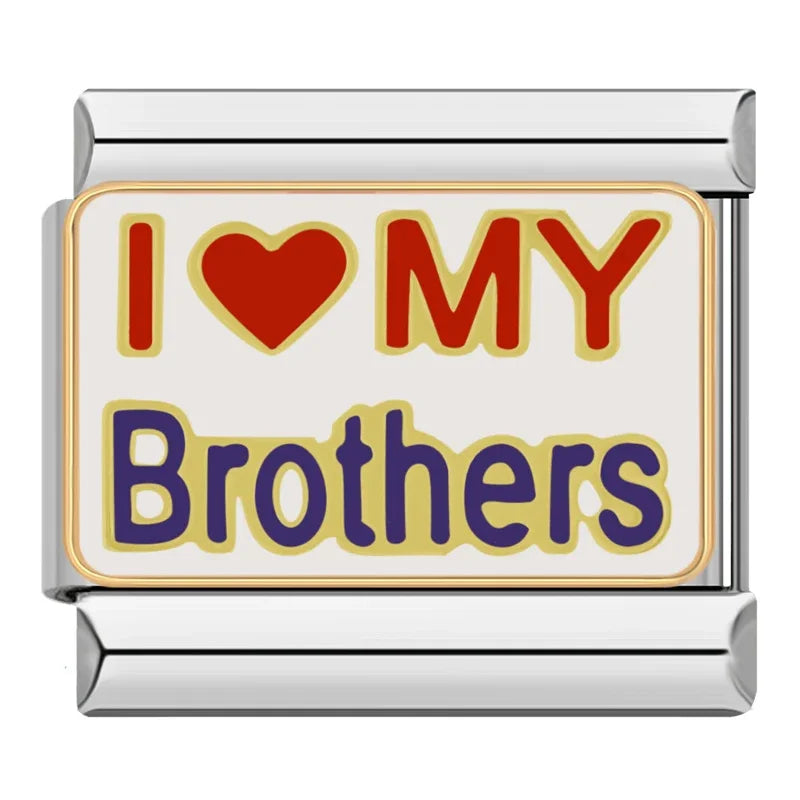 Hapiship 2024 Love Daddy’s Girl Princess DAD Aunt Flower Italian Charms Links Fit 9mm Bracelet Stainless Steel DIY Jewelry DJ026