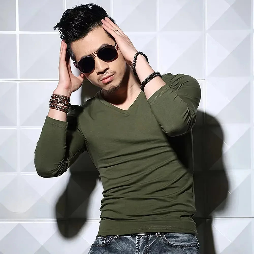 2026 MRMT Men's Long Sleeved T-shirt Round Collar Man T shirt Slim Shirt Solid Color Men T-shirt Tops Tees