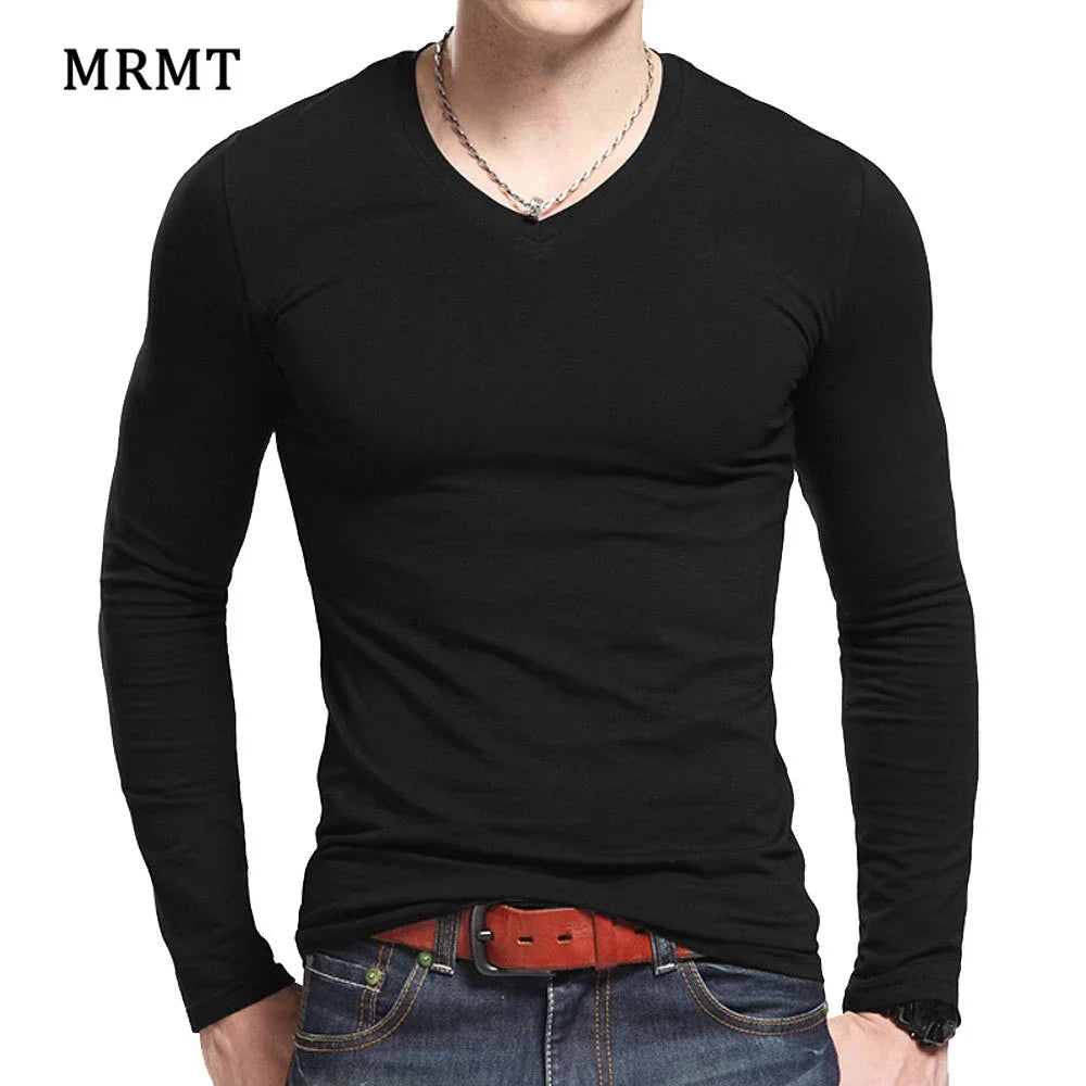 2026 MRMT Men's Long Sleeved T-shirt Round Collar Man T shirt Slim Shirt Solid Color Men T-shirt Tops Tees