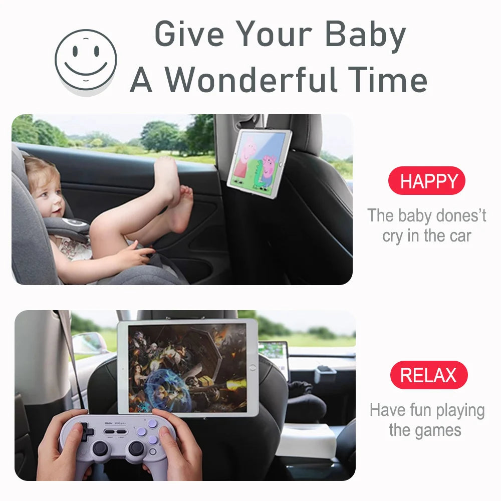 For Tesla Model 3 Y Juniper Back Seat Phone Holder with 2 hooks 360° Rotate Stand Auto Headrest Bracket For Tablet PC iPad Mini