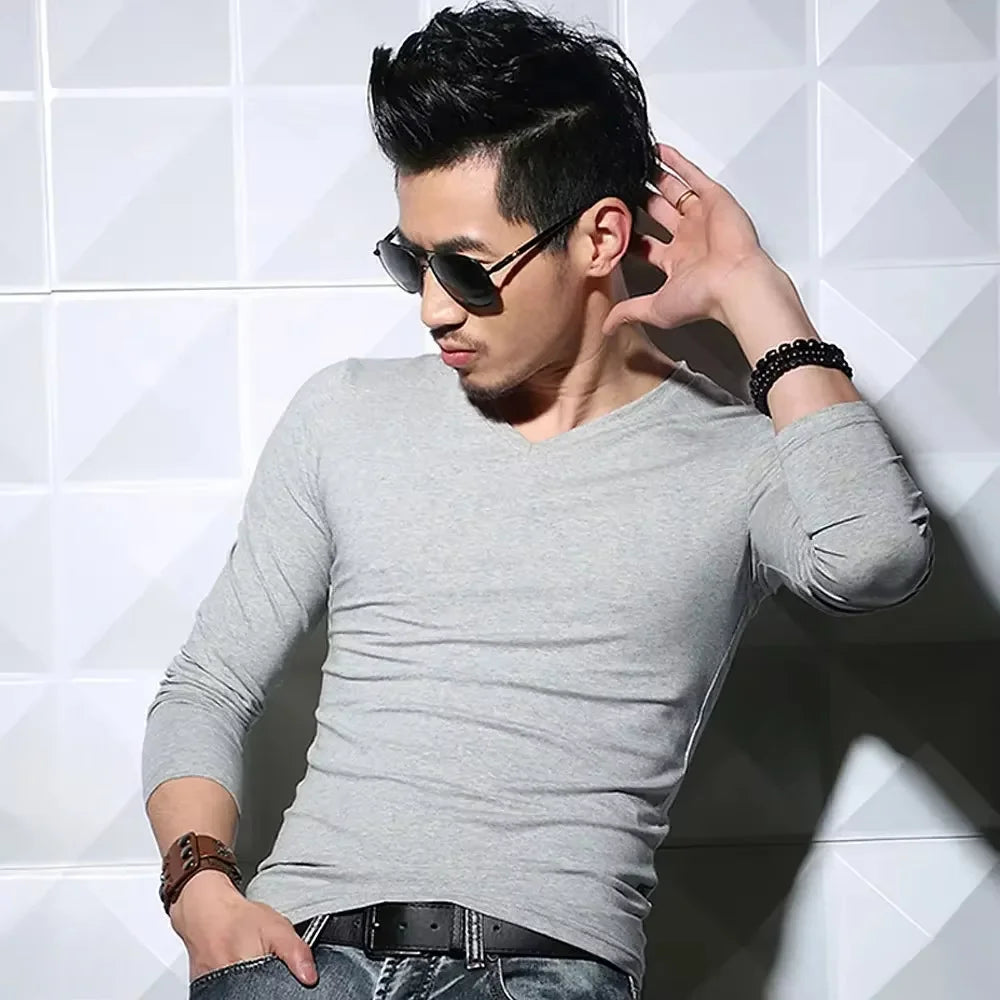2026 MRMT Men's Long Sleeved T-shirt Round Collar Man T shirt Slim Shirt Solid Color Men T-shirt Tops Tees