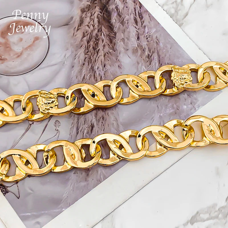 61cm Man Long Trendy Necklace Hip Hop Dubai 18K Gold Plated 925 sterling silver Jewelry Set Bracelet Man Fashion Jewellery Best Father's Day Gifts