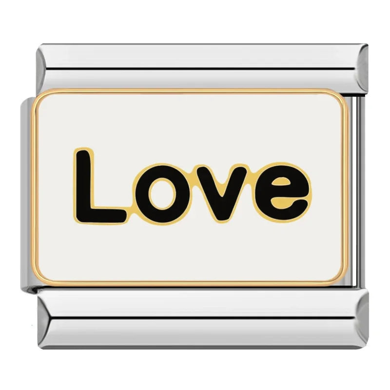 Hapiship 2024 Love Daddy’s Girl Princess DAD Aunt Flower Italian Charms Links Fit 9mm Bracelet Stainless Steel DIY Jewelry DJ026