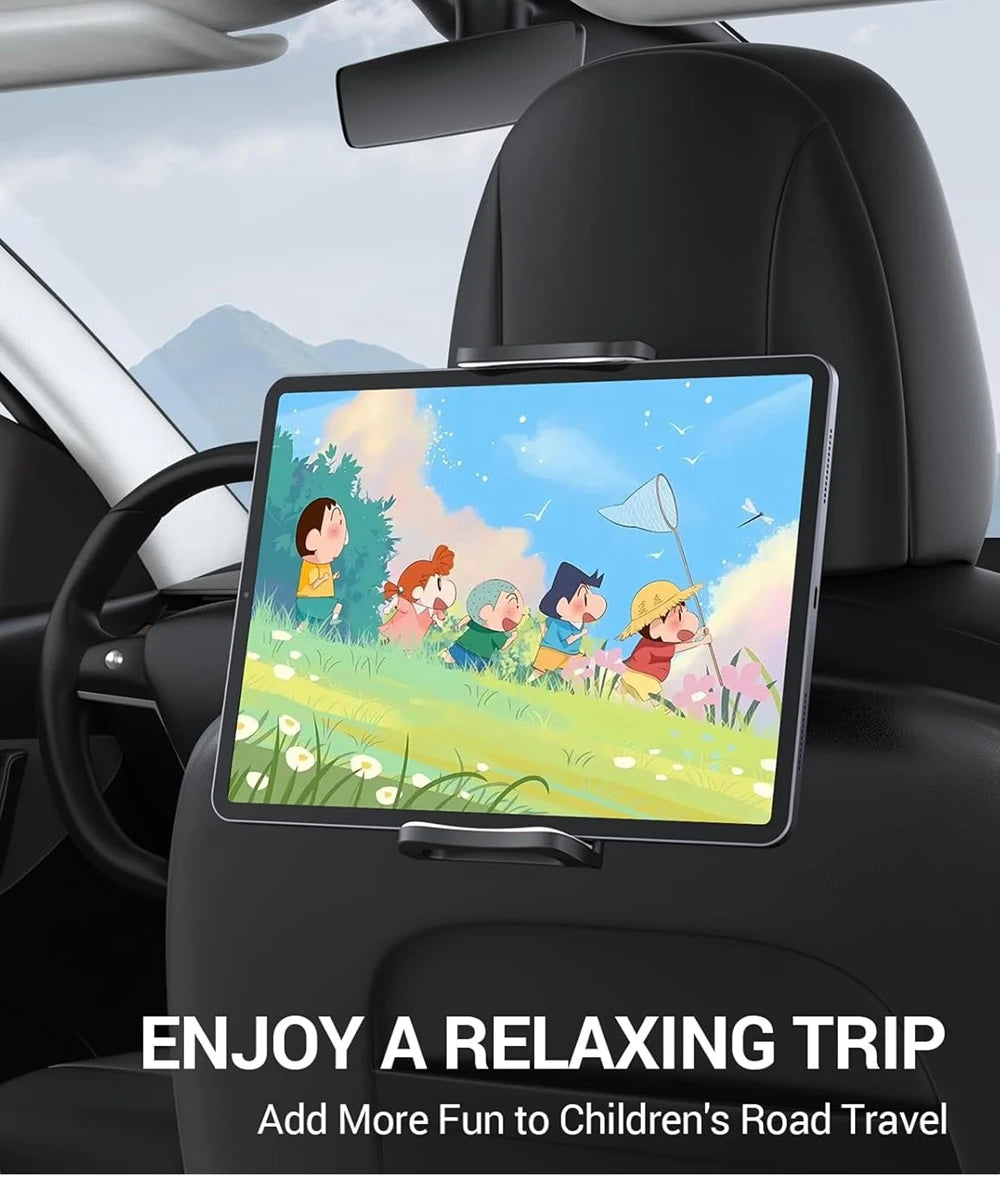For Tesla Model 3 Y Juniper Back Seat Phone Holder with 2 hooks 360° Rotate Stand Auto Headrest Bracket For Tablet PC iPad Mini