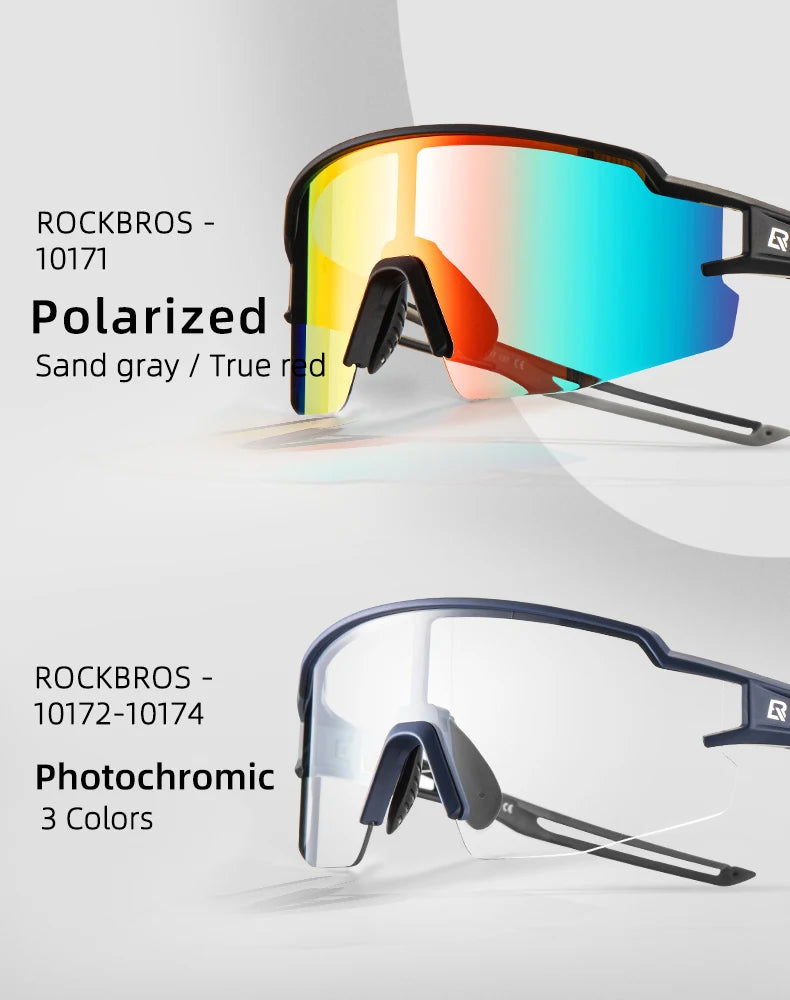 ROCKBROS Bicycle Glasses Photochromic Bike Glasses UV400 Protection Eyewear Polarized Sunglasses MTB Road Cycling Goggles