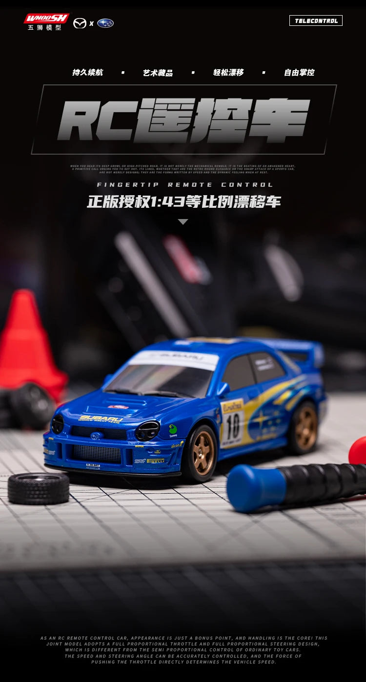 1:43 Mini High Speed Drift 4WD LED Semi proportional Racing Car For Mazda RX7 Subaru Children Remote Control Car Model Toy