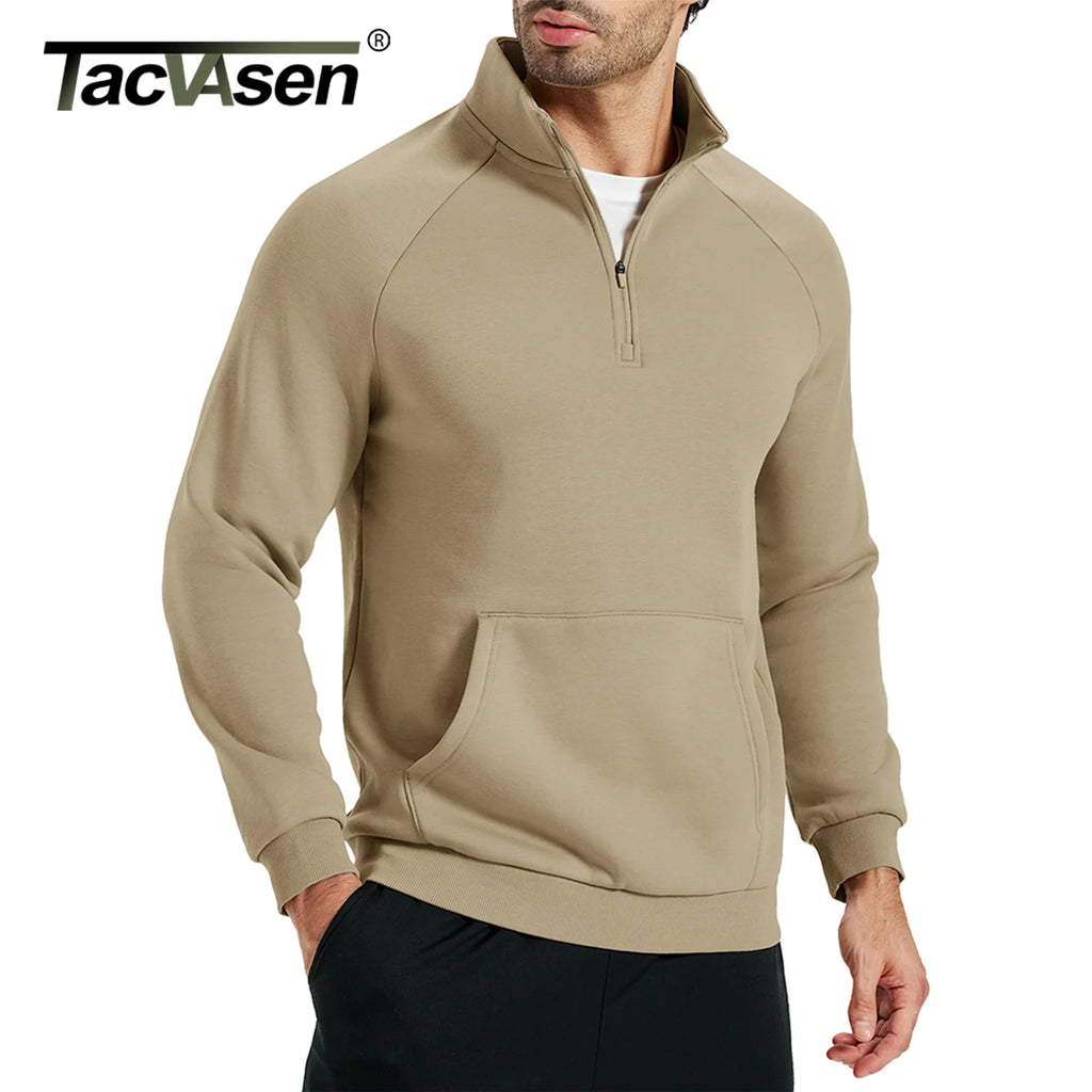TACVASEN Mens Quarter Zip Pullover Antumn Winter Athletic Warm Sweatshirt Casual 1/4 Zip Fleece Lined Sweater With Pockets Tops