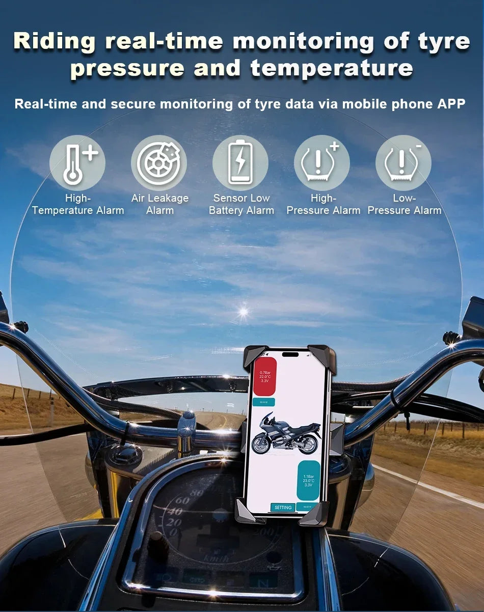 Car TPMS Wireless Bluetooth 5.0 Tire Pressure Monitoring System Mobile Phone Display Tyre Sensors Motorcycle For Android IOS