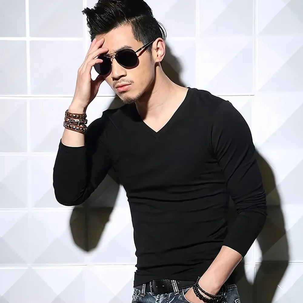 2026 MRMT Men's Long Sleeved T-shirt Round Collar Man T shirt Slim Shirt Solid Color Men T-shirt Tops Tees