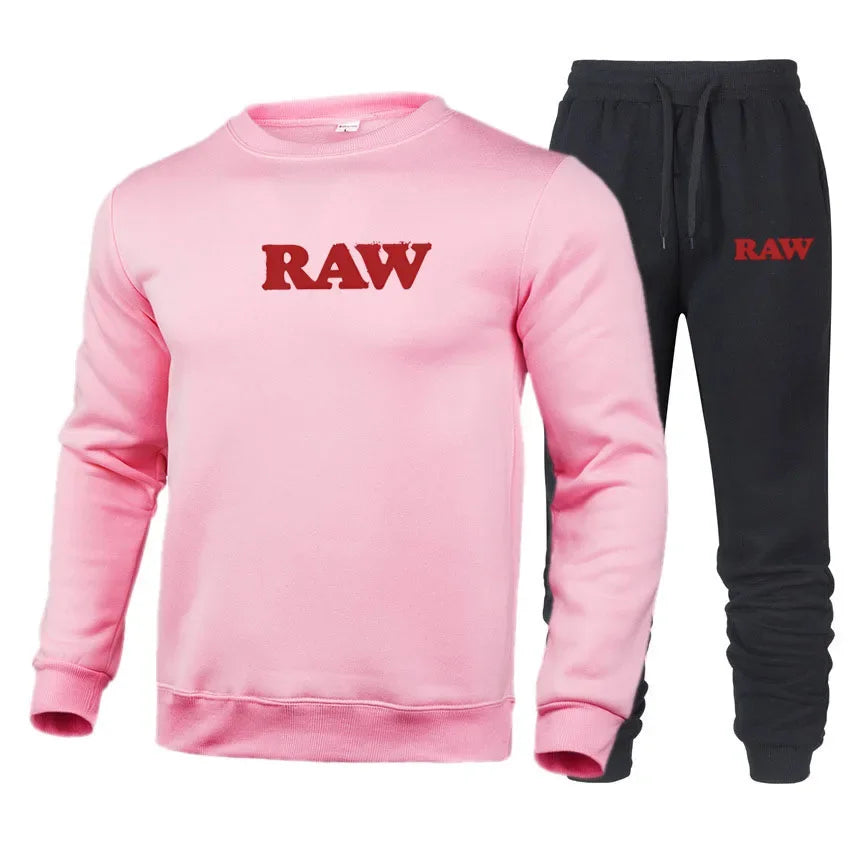 Cotton Tracksuit Men RAW Pants Sets Man Sweatshirt Sweatpants 2 piece Mens Set Sport Suit Cotton Sweatsuits jogging Male set
