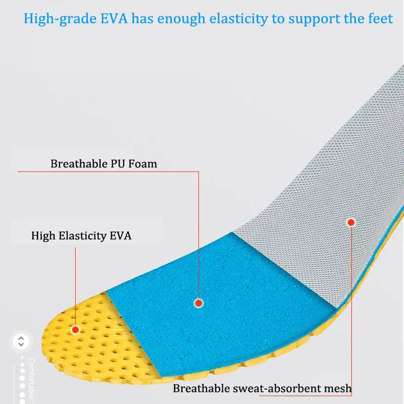 NEW Mesh Deodorant Breathable Cushion Running Insoles Memory Foam Insoles for Shoes Sole for Feet Man Women Orthopedic Insoles
