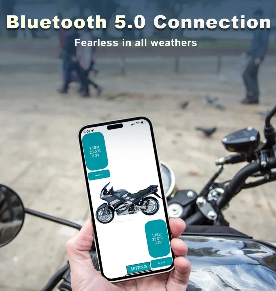 Car TPMS Wireless Bluetooth 5.0 Tire Pressure Monitoring System Mobile Phone Display Tyre Sensors Motorcycle For Android IOS