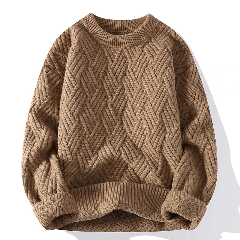 Autumn Winter O Neck Kint Pullovers Men Solid Color Casaul Sweater Loose Knitted Fashion Streetwear Warm Pullover Sweaters Man