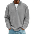 New Corduroy Sweatshirts for Men Autumn Solid Long Sleeve Clothing Men's Casual Loose Zipper Polo Collar Tees Tops Man Outwear
