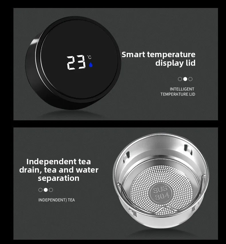 500ML Temperature Display Thermos Cup Stainless Steel Divided Thermos Bottle Outdoor Vacuum Insulated Cup Father's Day Gift