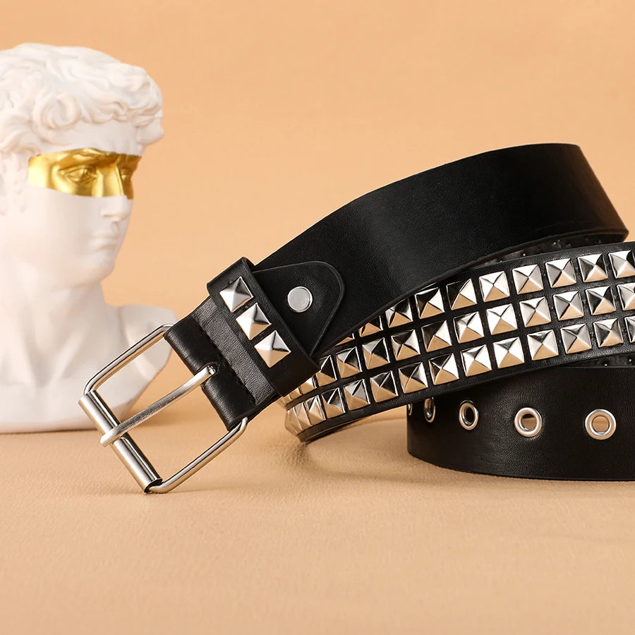 Trend Rivet Belt Heavy Metal Belt Men Women Punk Nightclub Rock Style Belt Jeans Belt Y2K Belt Fashion Decoration Women' Belt